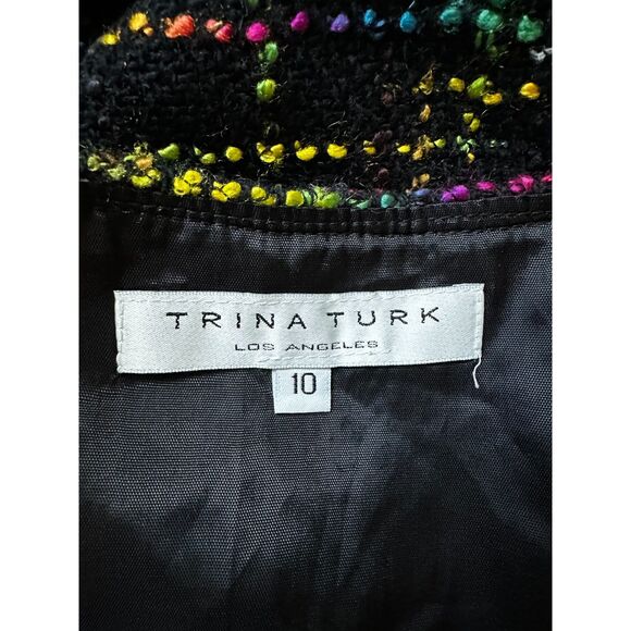 NWOT TRINA TURK Women's Black A-Line Mini Tweed Wool Button Front Skirt Size 10 - Picture 7 of 8